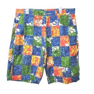 Siegfried Vintage Men's Pink Plaid  Patchwork Floral NWT Shorts Size 38 #I46WA‎